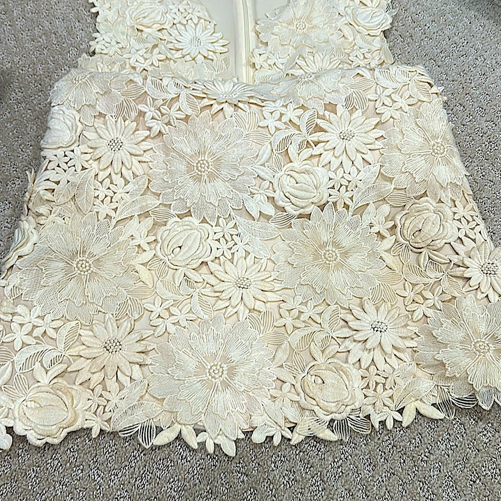 Tory Burch Merida Lace Floral Dress Ivory Sz. 2 - Picture 12 of 14
